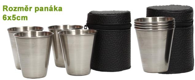 Mini kovové nerez panáky na alkohol 4 x 3,5 cm 4 kusy