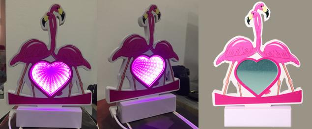 3D USB Lampa Dva Zamilovaní Plameňáci