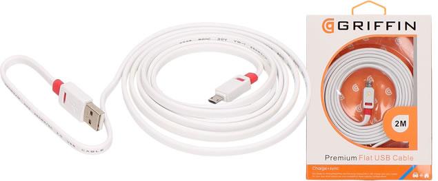 Premium Flat USB-C Cable 1m Griffin černý