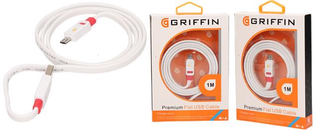 Premium Flat USB Cable Micro USB 2m Griffin Bílý