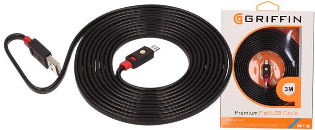 Premium Flat USB Cable Micro USB 3m Griffin