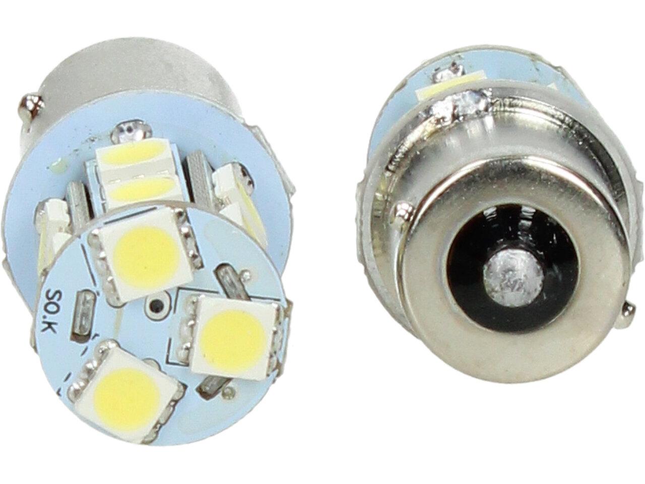 Bílá LED žárovka BA15s, jednopólová 5W sada 2ks 13SMD  HT-9010